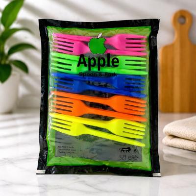 Apple Spoon Fork Set | Multicolor Plastic Forks | Durable  Reusable Cutlery Pack 60pcs